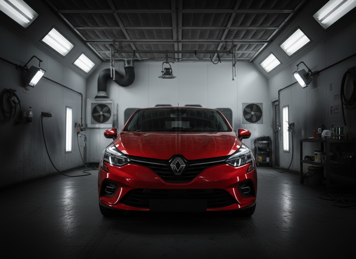 Renault Clio 5 en cabine de carrosserie