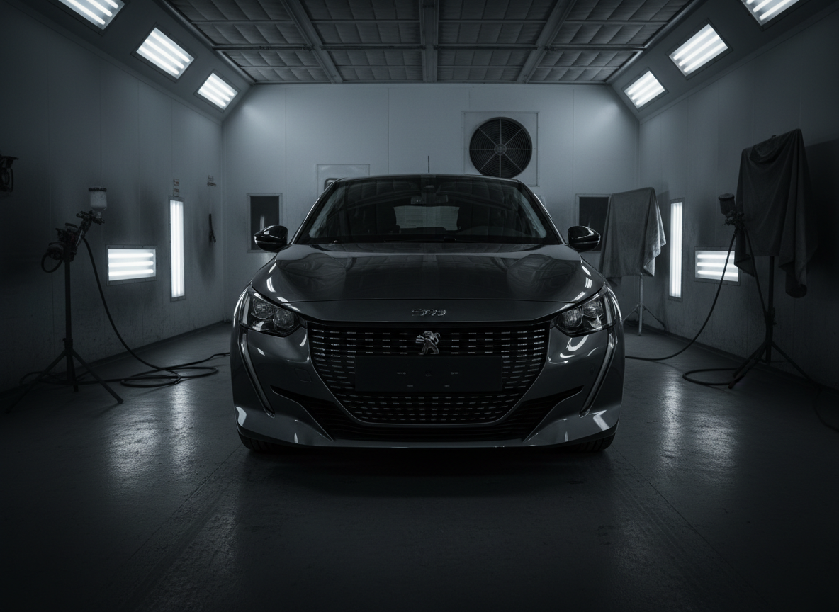 Peugeot 208 en cabine de carrosserie